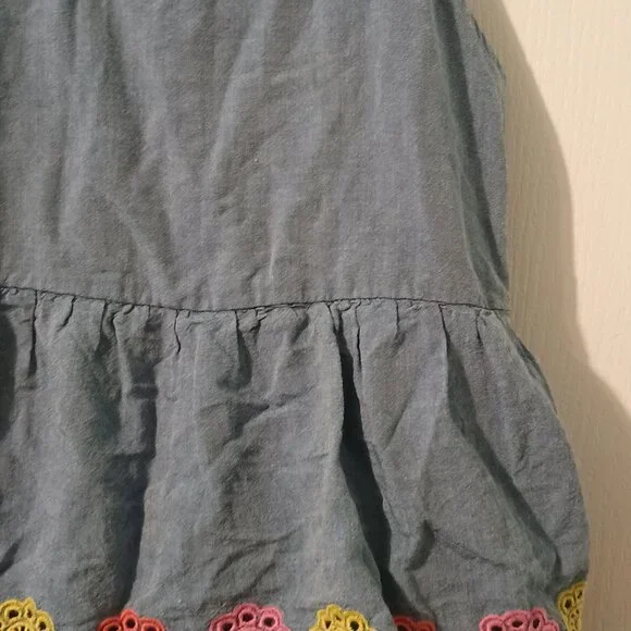 Old Navy/Tiered Dress/Girls/M 8/Denim Blue/Embroidered Sleeveless - Picture 5 of 8